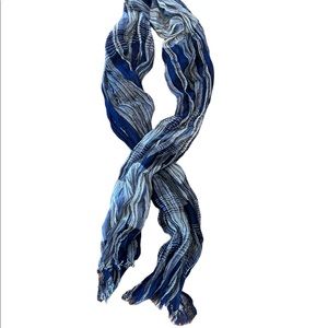 Elegant and Lightweight Navy Blue and White Sheer Scarf